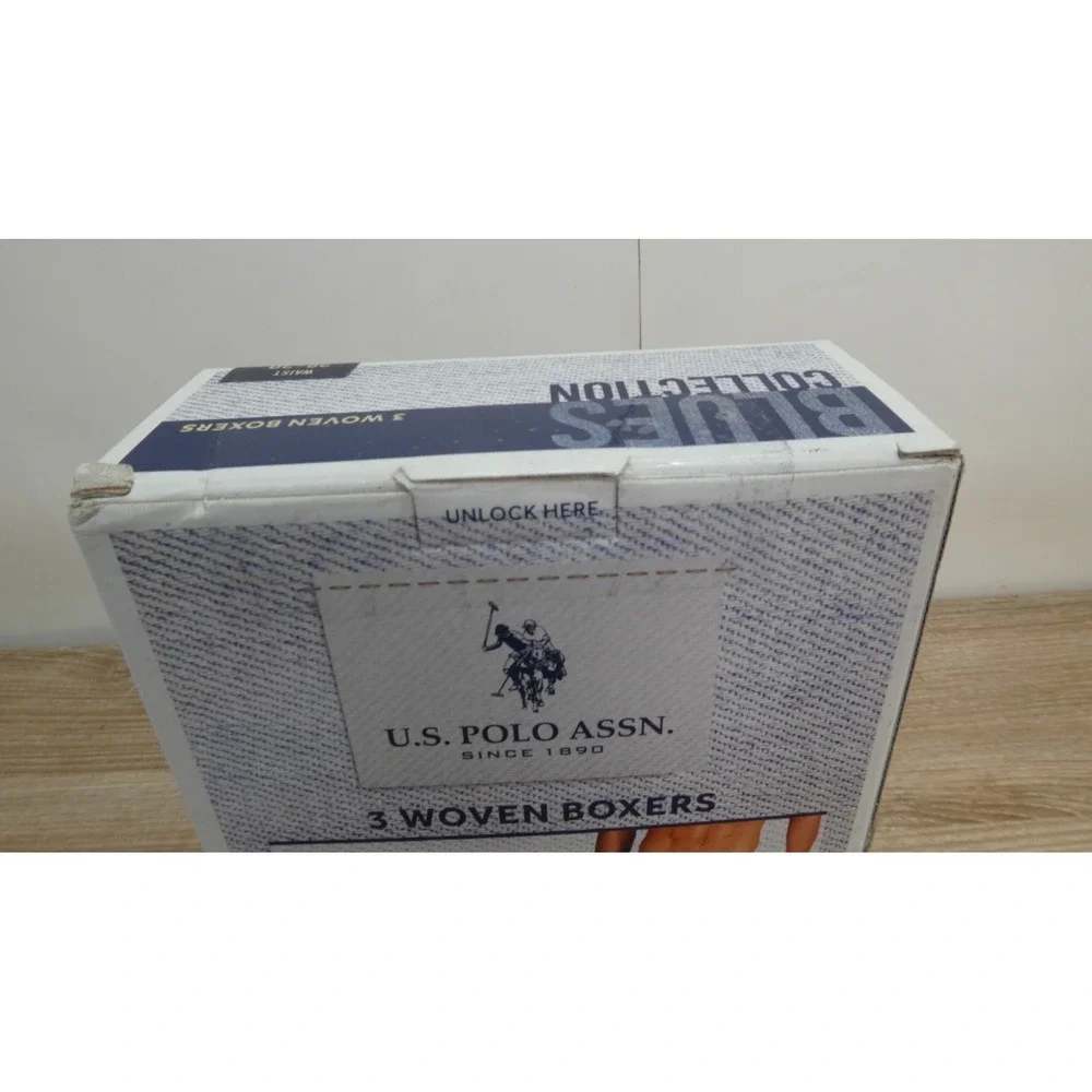 U.S POLO ASSN 3 WOVEN BOXERS BLUES COLLECTION SMALL 28-30